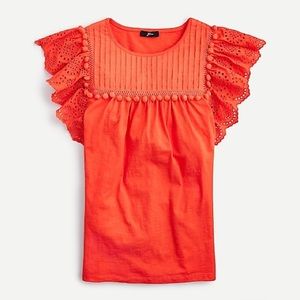 JCrew eyelet flutter sleeve top Sz small